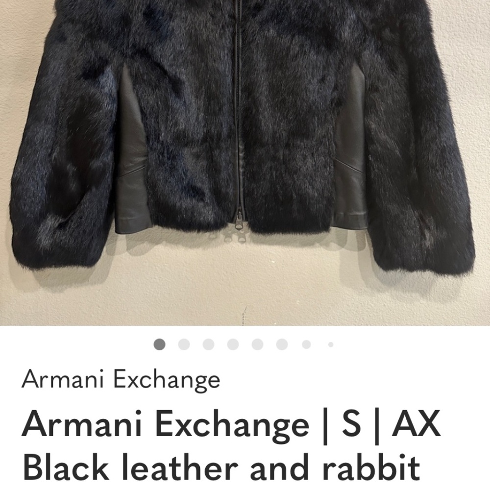 Armani Exchange | S | AX Black leather and rabbit fur cropped fur jacket